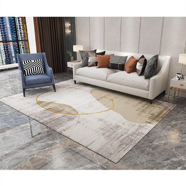 Alfombra Rectangular Moderna Beige y Dorada de 6'×9'