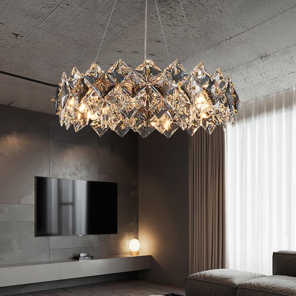 Crystack Lámpara moderna de cristal de 8 luces con niveles con cables ajustables