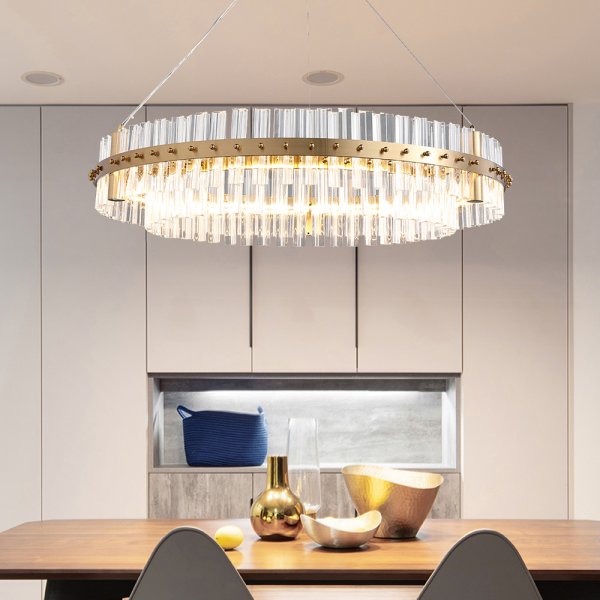 Lámpara de salón de cristal contemporánea en latón