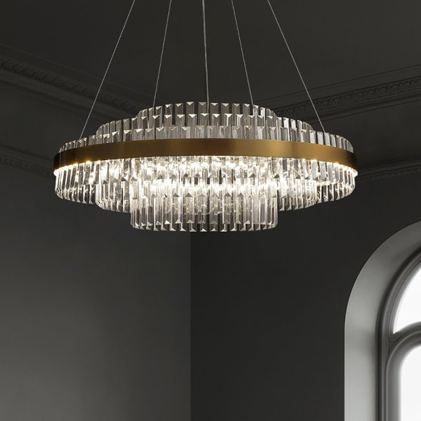 Lámpara LED moderna escalonada de cristal con luz de latón de Fixedo