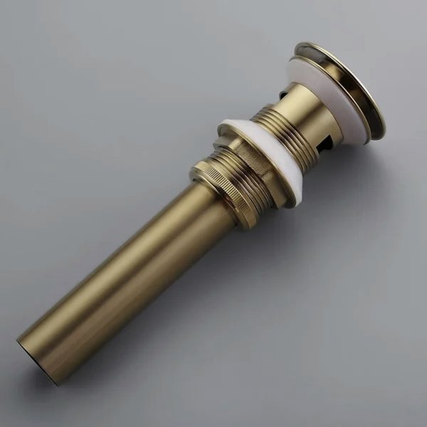 Lavabo de baño moderno de oro cepillado con rebosadero