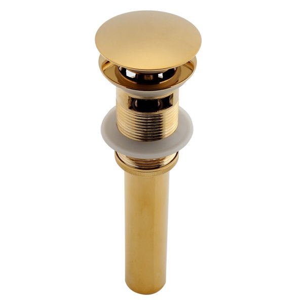 Lavabos de baño desplegables Ti-PVD con desagüe de latón macizo dorado con rebosadero