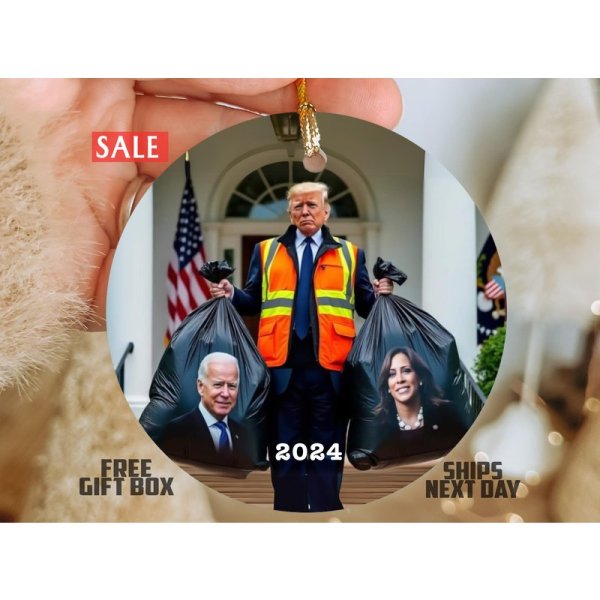 2024 Donald Trump Biden Kamala Victory Ornament, President Trump, Ceramic Ornament, Holiday Gift,