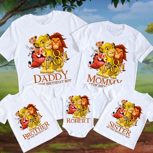 Custom Name And Age Lion King Family Matching Birthday Kid T Shirt