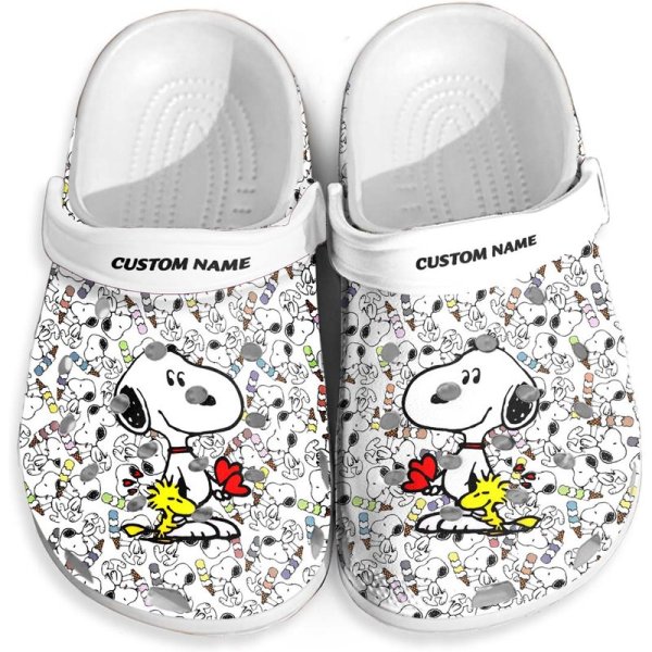 Custom Name Snoopy White Clogs
