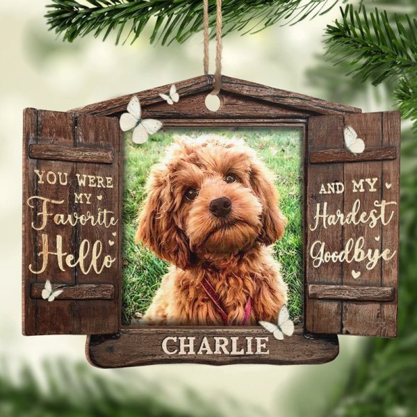 Custom Photo Hard To Say Goodbye - Memorial Personalized Acrylic Ornament - Christmas Gift, Sympathy Gift For Pet Owners, Pet Lovers