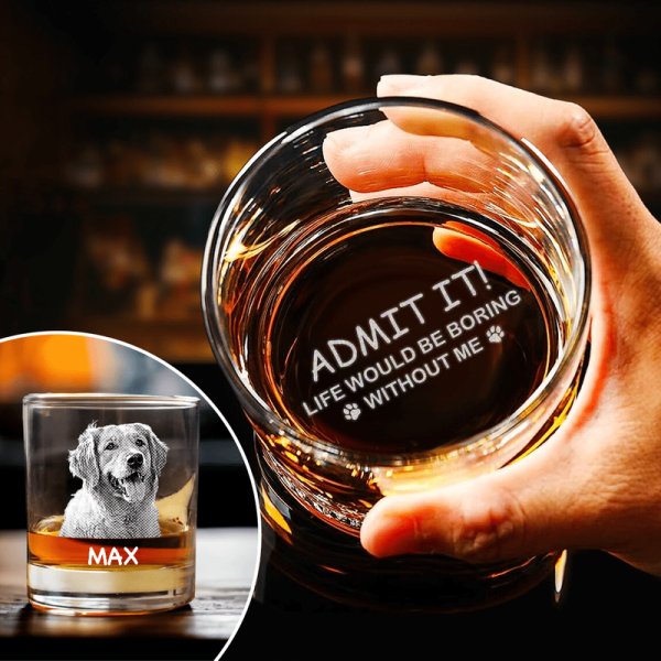 Custom Photo Life Would Be Boring Without Me Dog Rock Glass