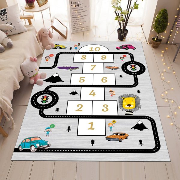 Cute Hopscotch Rug, Car Hopscotch Rug, Kids Game Rug