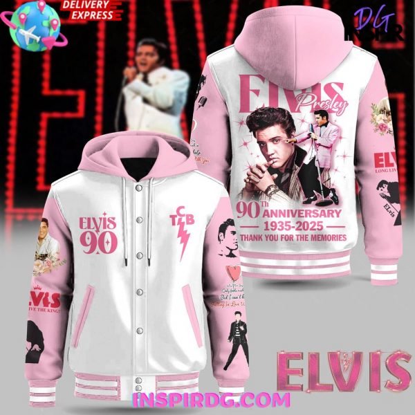 Elvis Presley 90th Anniversary Hooded Varsity Jacket, Fan Gifts