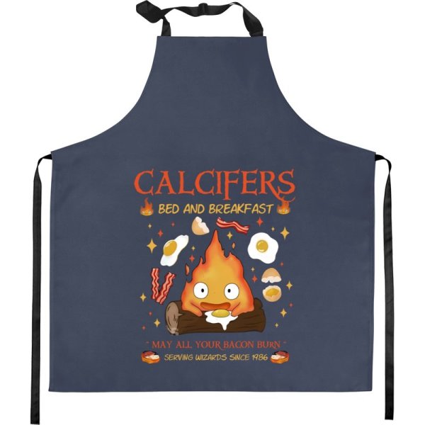 Howls Moving Castle Inspired Calcifer's Bed & Breakfast Unisex T- Kitchen Aprons