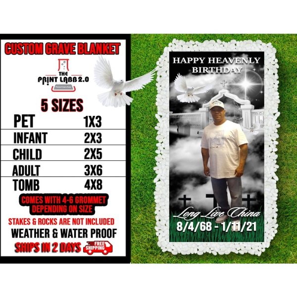 Memorial Grave Blanket | Custom Grave Blanket | Grave Funeral Blanket