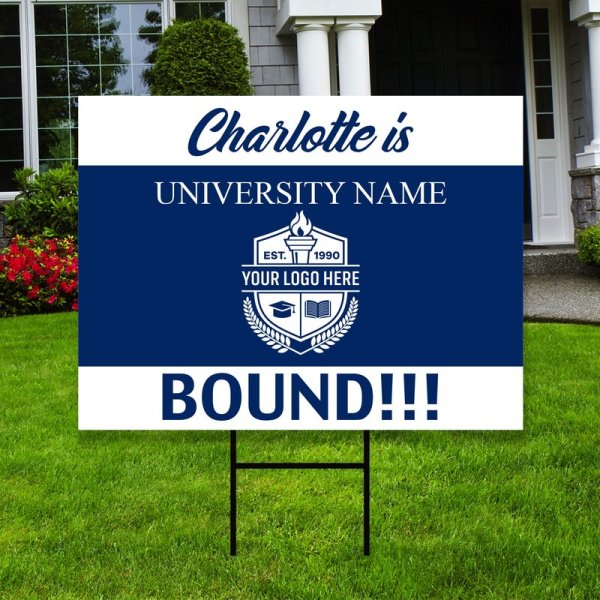 Personalized College Bound Yard Sign, College Logo Sign, Custom Graduate College University Bound Yard Sign