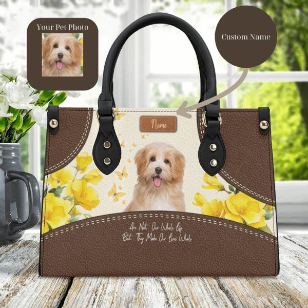 Personalized Dog Leather Bag, Dog Lover Handbag