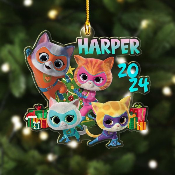 Personalized Superkitties Ornament, Super Cat Animated Tv Series Xmas