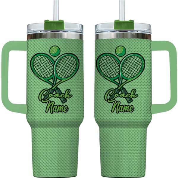 Personalized Tennis Bling Tumbler 40oz, Custom Tennis Team Matching Tumbler