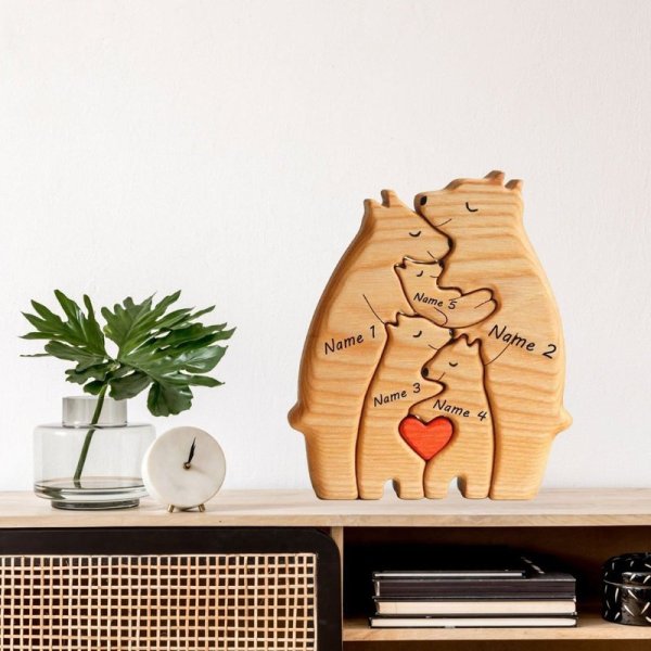 Personalized Wooden Bear Family Puzzle