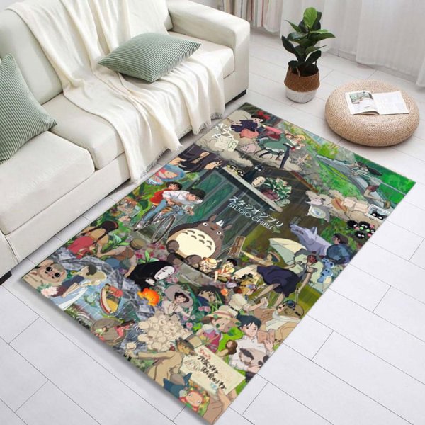 Studio Ghibli Characters Rug- Ghibli-inspired Rug - Totoro, Haku, And Friends Rug