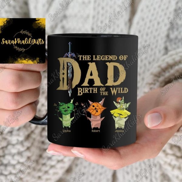 The Legend Of Dad Mug, Zelda Dad Mug, Personalized Coffee Black Mug
