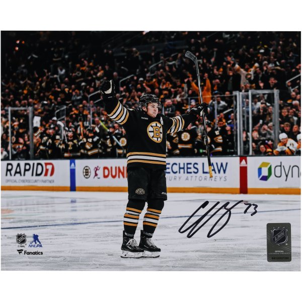 Charlie McAvoy Boston Bruins Autographed 8" x 10" Black 100th Anniversary Jersey Celebrating Photograph