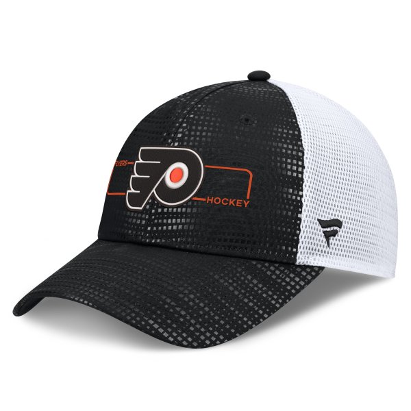 Men's Fanatics Black Philadelphia Flyers Authentic Pro Rink Boxed Logo Trucker Hat
