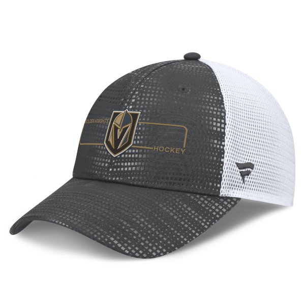 Men's Fanatics Charcoal Vegas Golden Knights Authentic Pro Rink Boxed Logo Trucker Hat