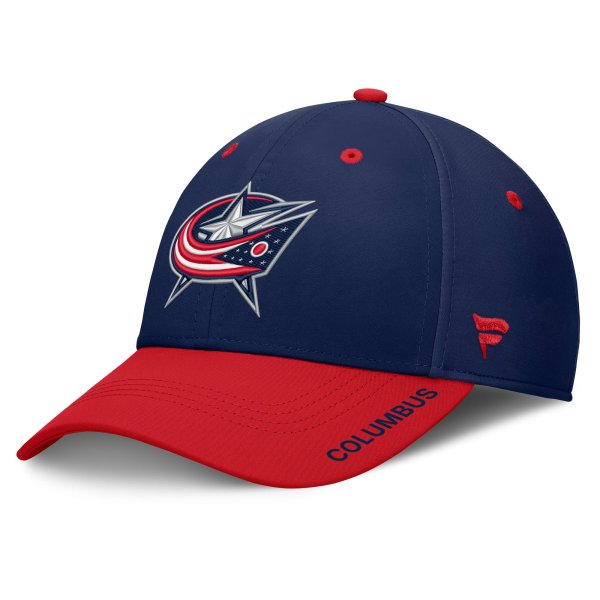 Men's Fanatics Navy/Red Columbus Blue Jackets Authentic Pro Rink Stretch Hat