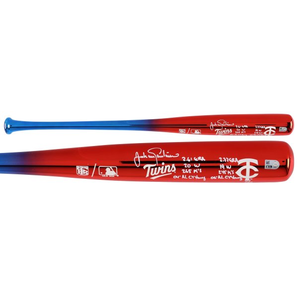 Johan Santana Minnesota Twins Autographed Big Time Bats Chrome Bat with Multiple Inscriptions - Limited Edition #5/5