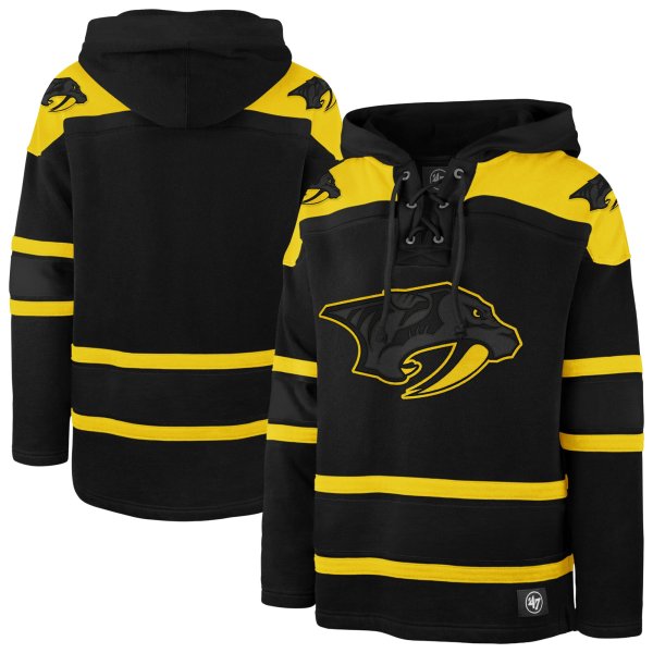 Men's '47 Black Nashville Predators Fall Color Pop Lacer Hoodie