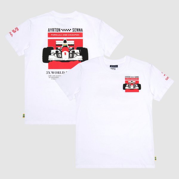 Men's Formula 1 White Ayrton Senna T-Shirt