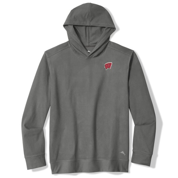 Men's Tommy Bahama Gray Wisconsin Badgers Bye Week Hoodie