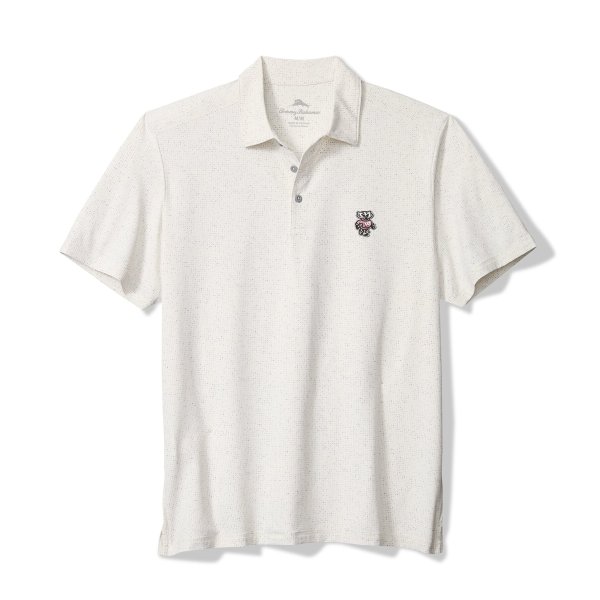 Men's Tommy Bahama White Wisconsin Badgers Palm Dunes IslandZone Polo
