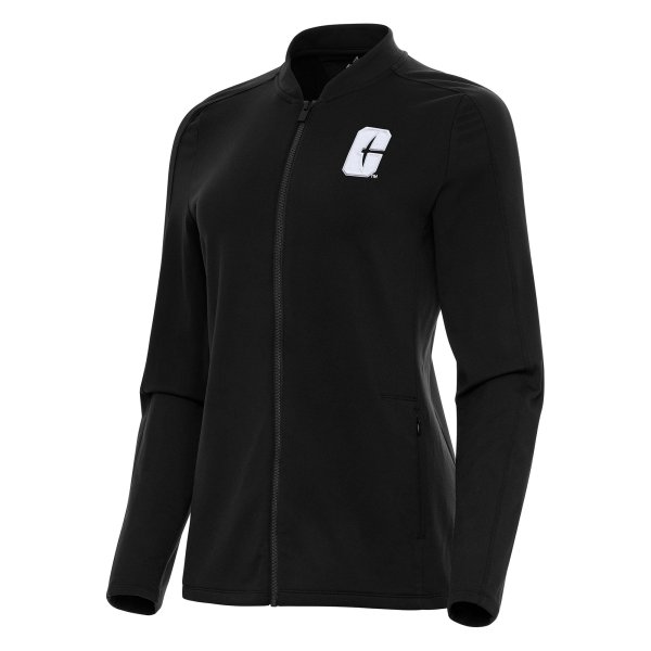 Women's Antigua Black Charlotte 49ers Continual Full-Zip Jacket