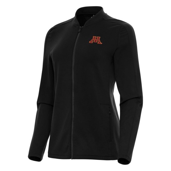 Women's Antigua Black Minnesota Golden Gophers Continual Full-Zip Jacket