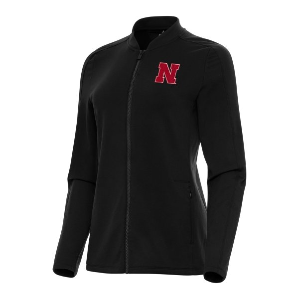 Women's Antigua Black Nebraska Huskers Continual Full-Zip Jacket
