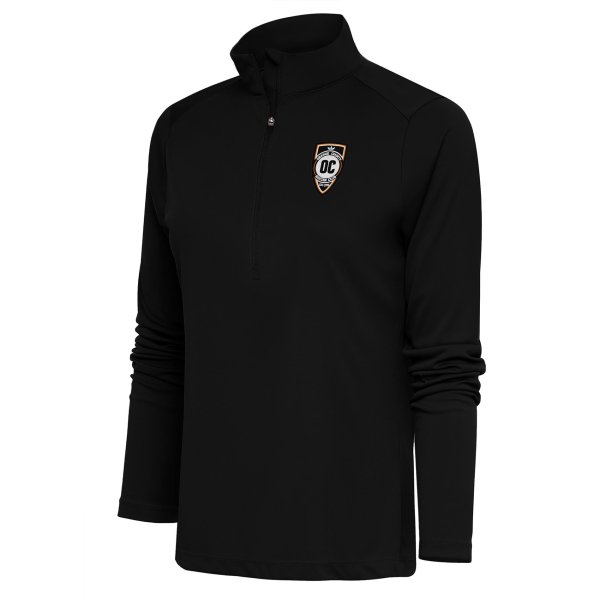 Women's Antigua  Black Orange County SC Tribute Half-Zip Pullover