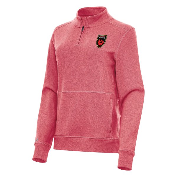 Women's Antigua Heather Red Phoenix Rising FC  Crush Quarter-Zip Jacket
