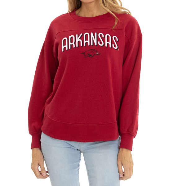 Women's  Cardinal Arkansas Razorbacks Yvette Pullover Sweatshirt