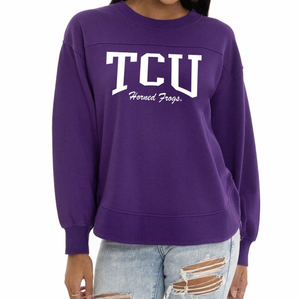 Women's  Purple TCU Horned Frogs Yvette Pullover Sweatshirt