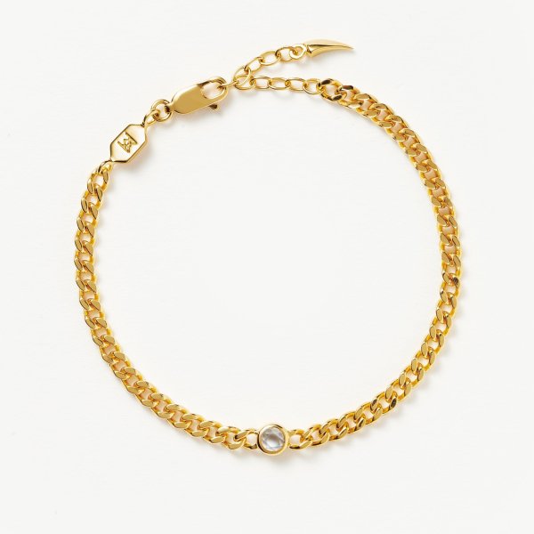 April Birthstone Chain Bracelet | 18k Gold Plated Vermeil/Crystal