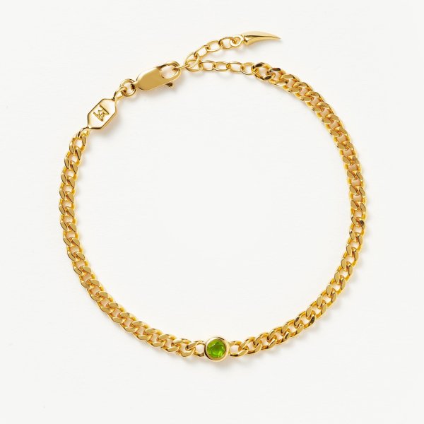 August Birthstone Chain Bracelet | 18k Gold Plated Vermeil/Peridot