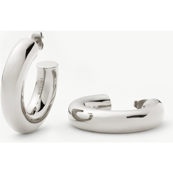 Chubby Large Hoop Earrings | Silver Plated