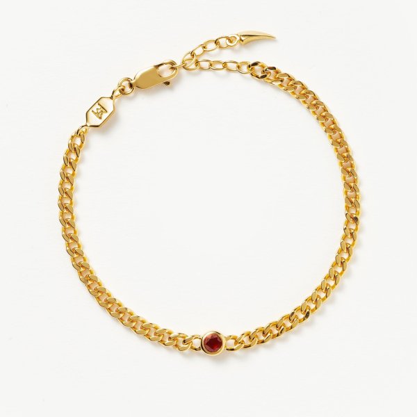 January Birthstone Chain Bracelet | 18k Gold Plated Vermeil/Garnet