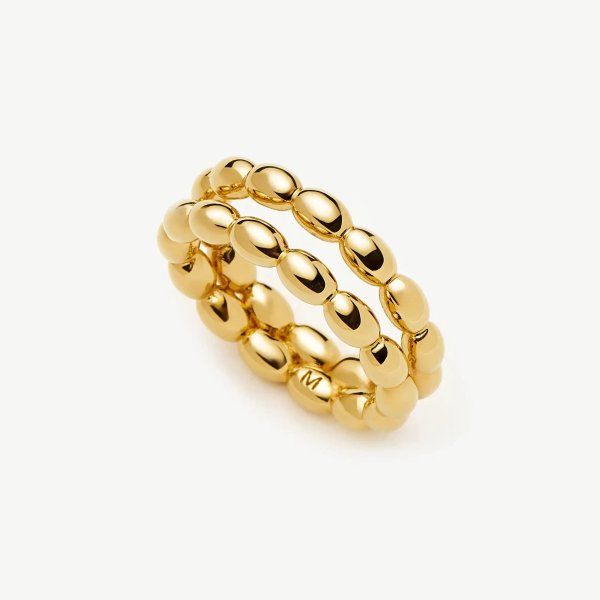 Molten Olive Stacked Ring | 18k Gold Plated