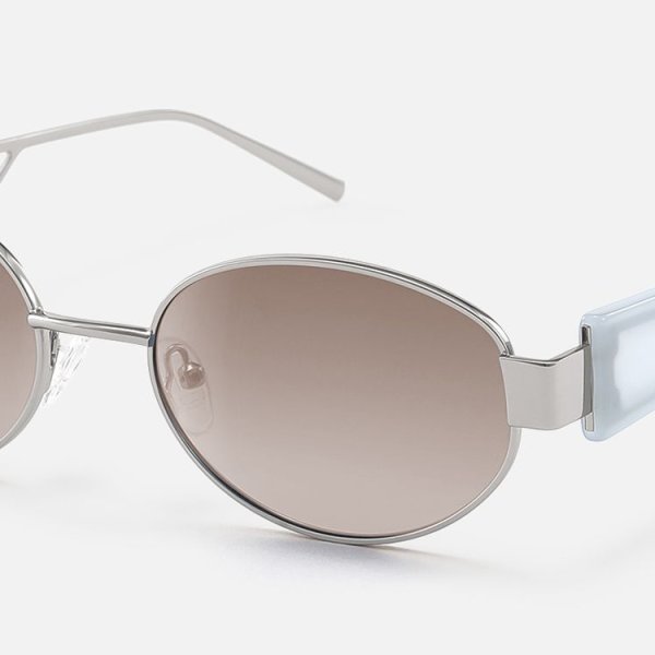 Ember - Oval Silver Sunglasses